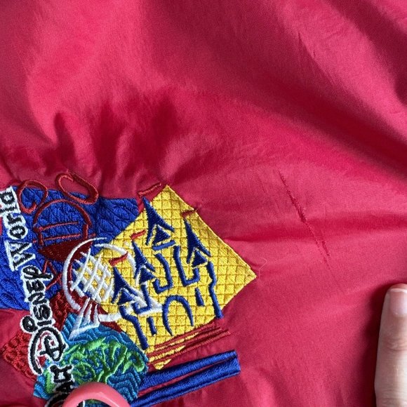 Vintage Walt Disney World Red Mickey Mouse Embroidered Hooded Jacket Medium - Picture 9 of 16